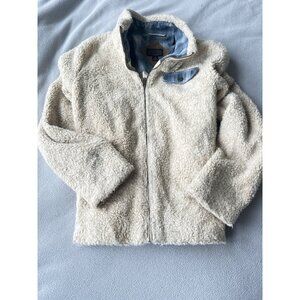 Pendelton Jacket Womens Large Sherpa Fuzzy Teddy Bear Full Zip Cozy Coastal